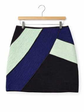 Anthropologie Maeve Colorblock Textured Pencil Skirt Petite 10 Blue Green Black